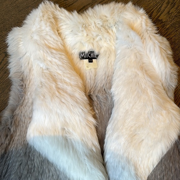 Mitchie’s XS Real Rabbit Fur White & Gray Ombré Vest - Picture 3 of 7